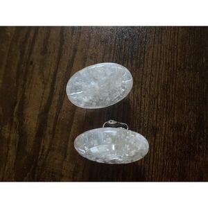Vintage Clear White Lucite Clip On Earrings